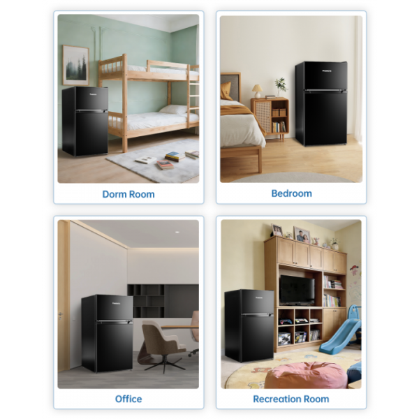 Frostorm 3.2 Cu Ft Mini Fridge with Freezer - Energy Efficient, Double Door Upright Freezer for Bedroom, Office & Dorm,restaurants | Small Fridge, Glass Shelves,Interior Light,ETL Certified,etc