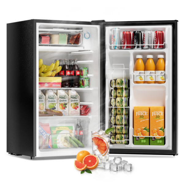 Frostorm 3.2 Cu Ft Mini Fridge with Freezer - Energy Efficient, Large Capacity Single Door Upright Freezer for Bedroom, Office & Dorm | Small Fridge, Reversible Door, ETL Certified(Black)