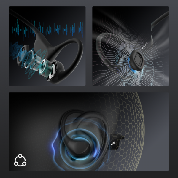 VLOP Bone Conduction Swimming Headphones - IP68 Waterproof, Open-Ear MP3 Headphones with 32GB Memory, Bluetooth 6.0 Wireless Sport Headset for Running & Cycling, 8H Playtime Orange